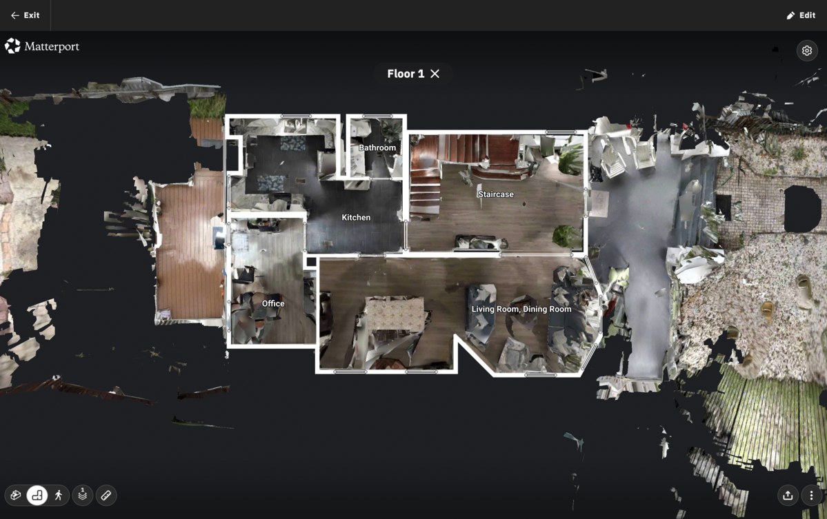 Floor plan produced from a Matterport 3D scan of a Jacksonville home